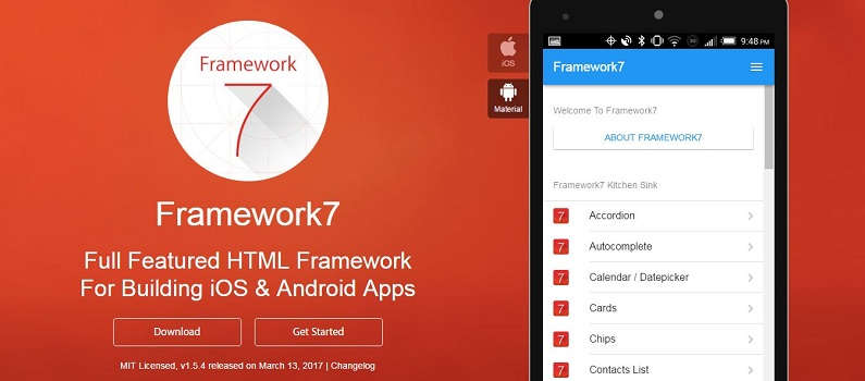 creating framework7 app